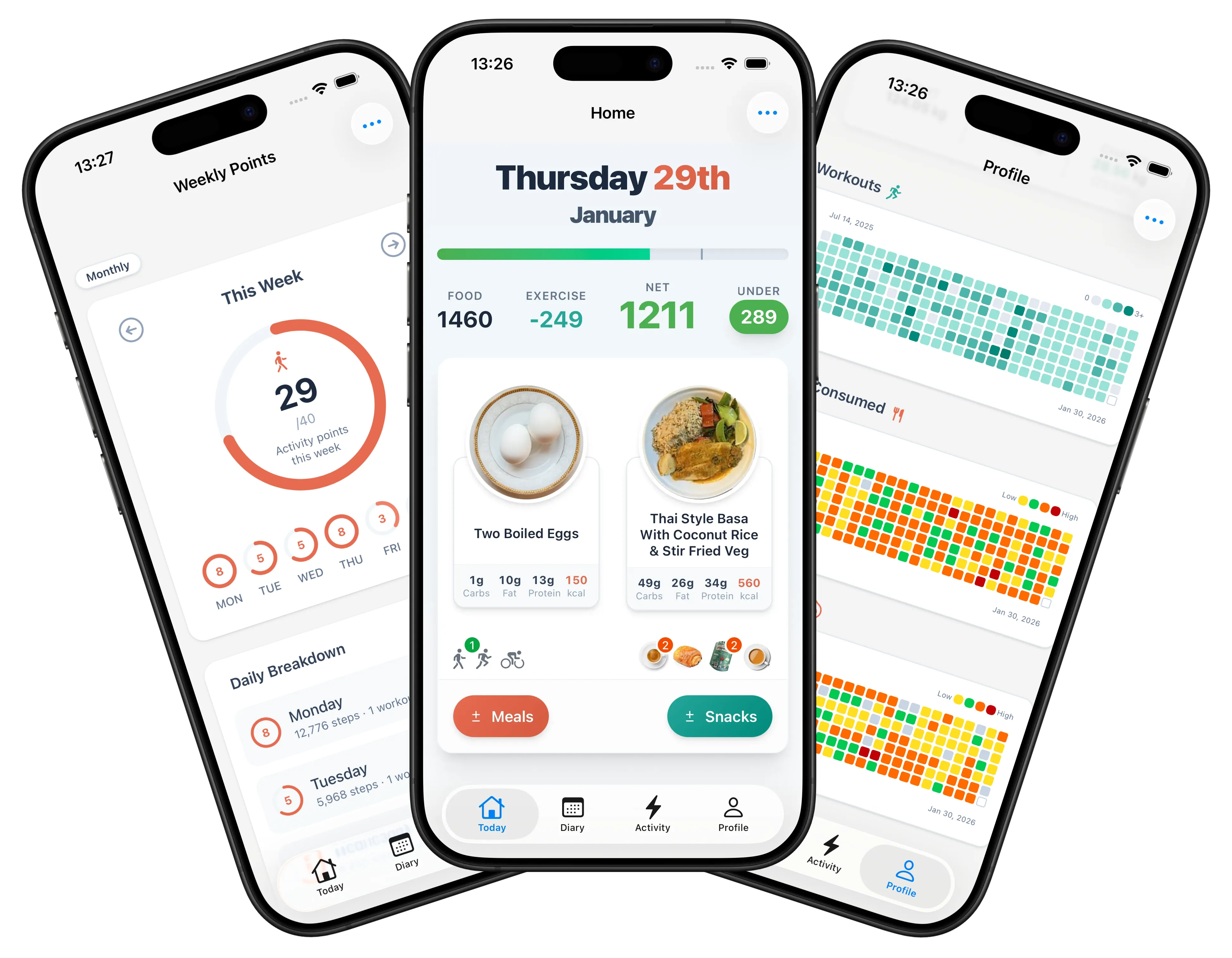 1500cals app screens
