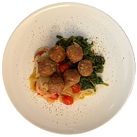 Meatballs With Spinach, Onion And Tomato